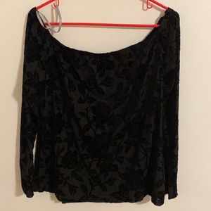 Vintage velvet off the shoulder top